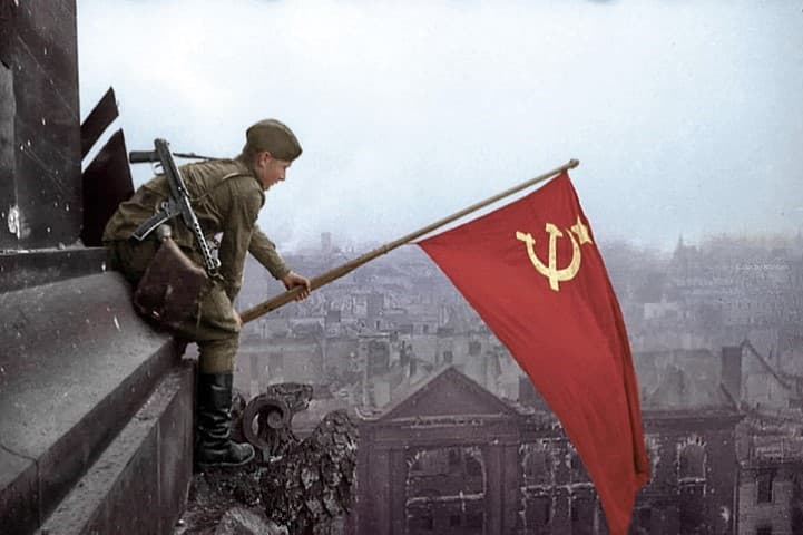 Victory the reichstag Berlin 1945 - Russian soldier